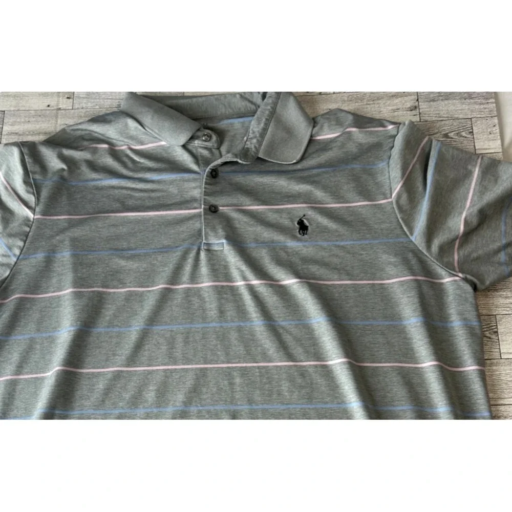 Men's Polo Ralph Lauren Performance Stretch Jersey Short Sleeve Striped Golf XXL